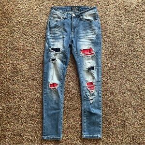 Rue 21 Skinny Supreme Flex Ripped Patchwork Jeans 30/30